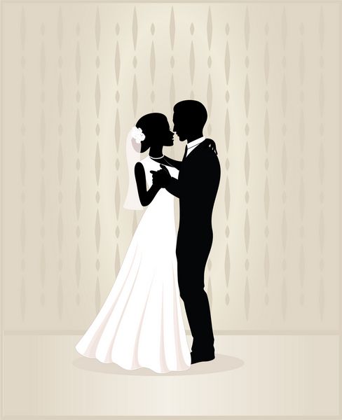 کارت عروسی عروس و داماد به عنوان سیلوئت وکتور