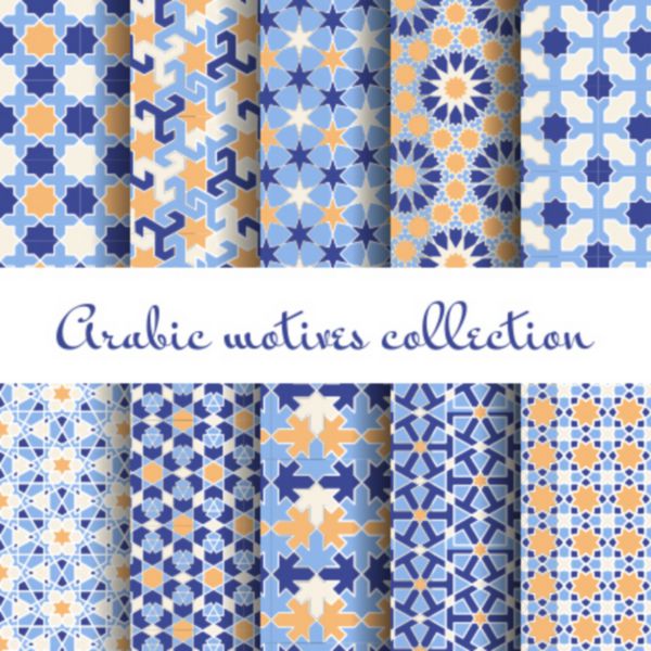 زمینه های اسلامی مجموعه الگوی بدون درز عربی کاغذ دیواری طرح وکتور