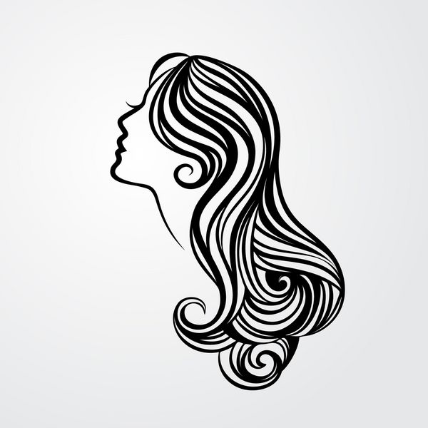 خانمی با پرتره موهای بلند جدا شده در پس زمینه سفید وکتور