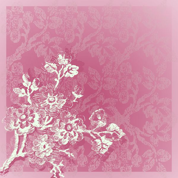 وکتور شاخه لبه گوشه‌ای با دست کشیده با گل‌ها در پس‌زمینه گرانج برای دعوت‌نامه‌ها کارت‌های تبریک صفحه وب پرکننده‌های الگو یا دسته گل سفید پارچه‌ای روی پس‌زمینه صورتی