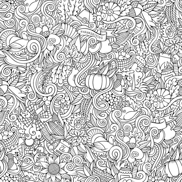 ابله وکتور کارتونی با موضوع نمادهای پاییز شکرگزاری الگوی بدون درز غذا و نوشیدنی