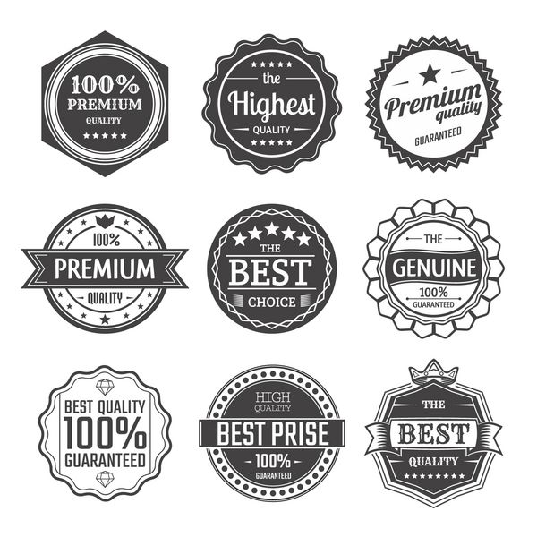 مجموعه ای از نشان ها و برچسب های یکپارچهسازی با کیفیت برتر قالب های طراحی لوگو