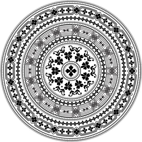 الگوی گل وکتور گلدار با عناصر عربی و شرقی زینت سنتی انتزاعی برای پس زمینه رنگ های سیاه و سفید