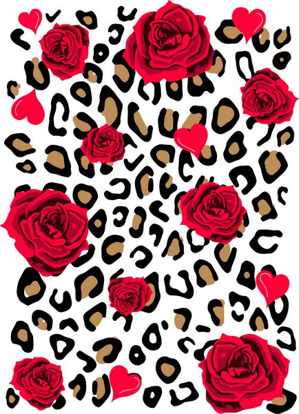 چاپ پلنگ گل رز وینتیج برای تی شرت