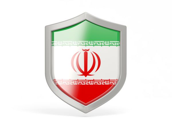 نماد سپر با پرچم ایران جدا شده روی سفید