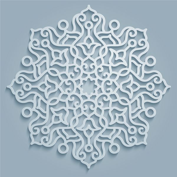 ماندالا طرح گرد - نمادهای ایرانی عربی اسلامی ترکی گلدار و عناصر طراحی