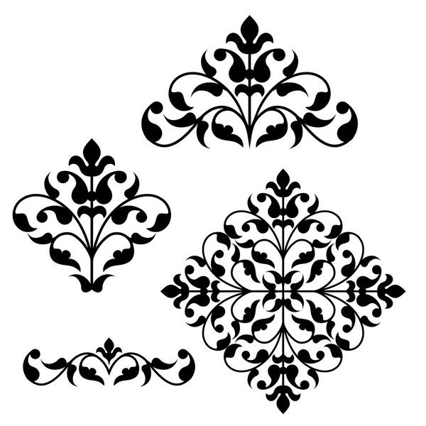 مجموعه ای از عناصر گل های زینتی برای طراحی در استایل های قدیمی
