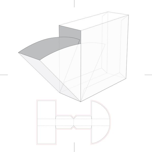 جعبه با طرح بندی یک فلاپ و طرح اولیه