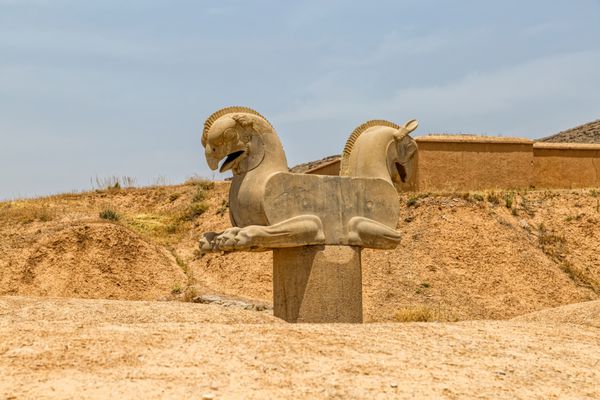 مجسمه پرنده هما در تخت جمشید ایران دو پایتخت عقاب گریفین الهام بخش لوگوی شرکت هواپیمایی ملی ایران هما شده است