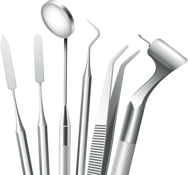 ابزارهای فولادی تجهیزات پزشکی دندانپزشکی مجموعه وکتور واقعی