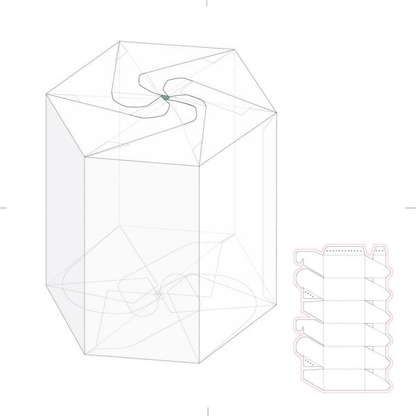 جعبه خرده فروشی لوله قفل شش ضلعی با قالب برش قالب
