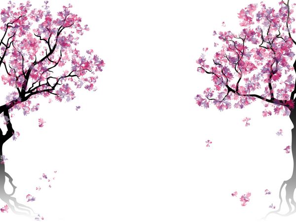 درختان شکوفه انتزاعی رنگارنگ الگو با pl برای کتیبه پس زمینه بهار تقلید آبرنگ نسخه شطرنجی شده