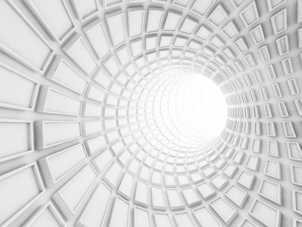 تبدیل داخلی تونل سفید با کاشی های اکسترود شده تکنولوژیکی تصویر سه بعدی دیجیتال
