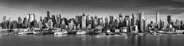 سیاه و سفید پانورامای شهر نیویورک
