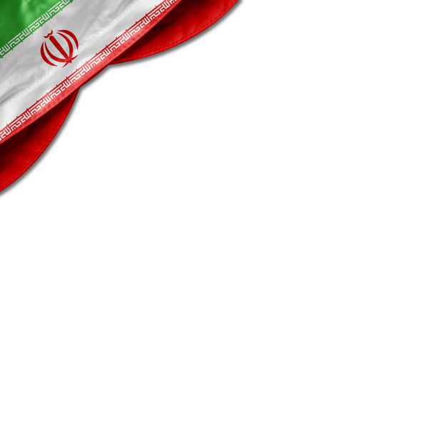 پرچم ابریشم ایران با کپی برای متن یا تصاویر شما و پس زمینه سفید