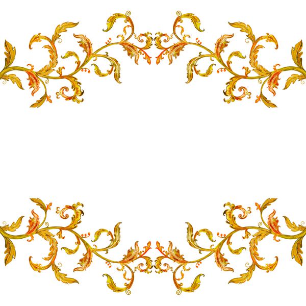 مجموعه حاشیه های افقی با طومار گلدار طلایی طلایی نقاشی آبرنگ
