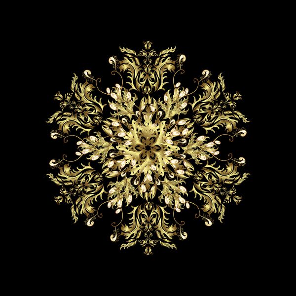 الگوی وکتور با عناصر گل زینت طلایی انتزاعی