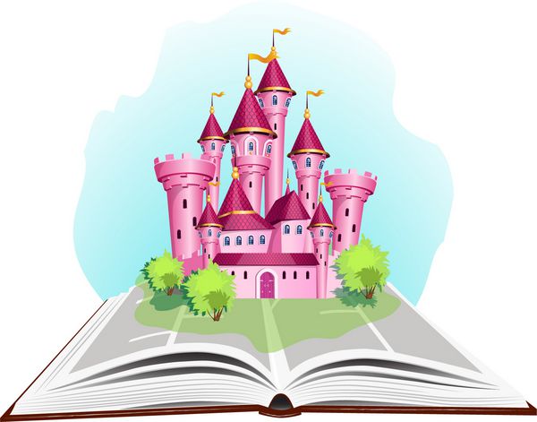 کتاب داستان شاهزاده خانم با قلعه صورتی و درختان سبز