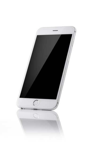 تلفن همراه سفید با صفحه نمایش سیاه بازتاب سفید جدا شده