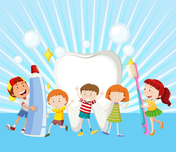 کودکان و تصویر دندان تمیز