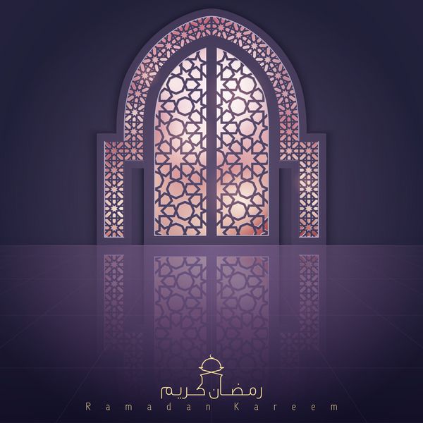 درب مسجد رمضان کریم طراحی اسلامی برای پس زمینه تبریک - ترجمه متن رمضان کریم - ان شاءالله سخاوت شما در ماه مبارک مبارک باد