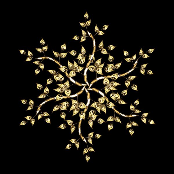 الگوی وکتور شرقی با عناصر عربی و گل زینت طلایی انتزاعی