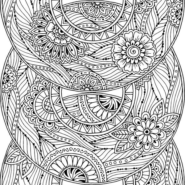 تم ماندالا الگوی تاج گل با نقطه خطوط و گل زیور گل دایره سیاه و سفید ماندالای گلدار الگوی جوهر کشیده شده توسط tr از طرح شخصی