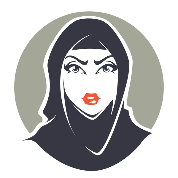 زیبای زن مسلمان عربی وکتور برای لوگو یا نشان شما