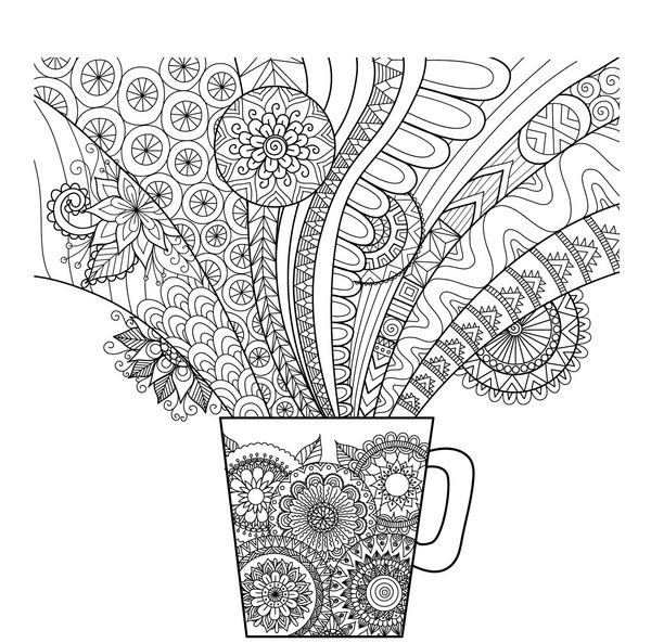 طراحی خط هنر لیوان نوشیدنی برای کتاب رنگ آمیزی بزرگسالان و تزئینات دیگر