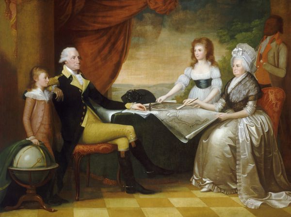 خانواده واشنگتن توسط ادوارد ساویج حدود 96-1789 نقاشی آمریکایی رنگ روغن روی بوم وحشی این پرتره خانوادگی به یاد ماندنی را از زندگی اولین خانواده آمریکا پس از جنگ جهانی دوم خلق کرده است