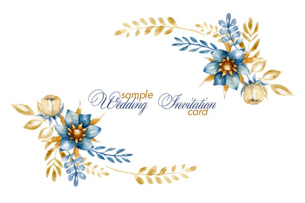 حاشیه آبرنگ تزئین شده گل با گل های غیر واقعی نیلی می توانید به عنوان کارت دعوت برای عروسی تولد و سایر پس زمینه تعطیلات و تابستان استفاده کنید تصویر گل آبرنگ