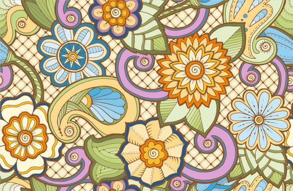 الگوی بدون درز با گل های سبک بافت بدون درز زنتاگل پرآذین الگوی با گل های انتزاعی الگوی گل را می توان برای کاغذ دیواری پر کردن الگو پس زمینه صفحه وب استفاده کرد
