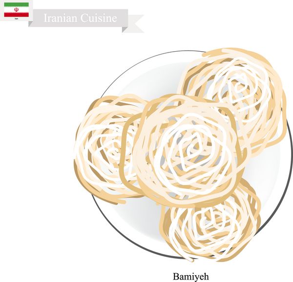 غذاهای ایرانی بامیه یا پیراشکی سنتی از خمیر ماست و نشاسته سرخ شده در شربت یکی از محبوب ترین دسرهای ایران