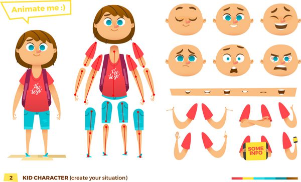 شخصیت مردمک برای صحنه های شما قسمت هایی از قالب بدن برای کار طراحی و انیمیشن