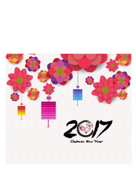 طرح گل های شکوفه دار سال نو چینی شرقی مبارک