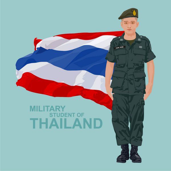 دانشجوی نظامی و پرچم تایلند طراحی تصویر