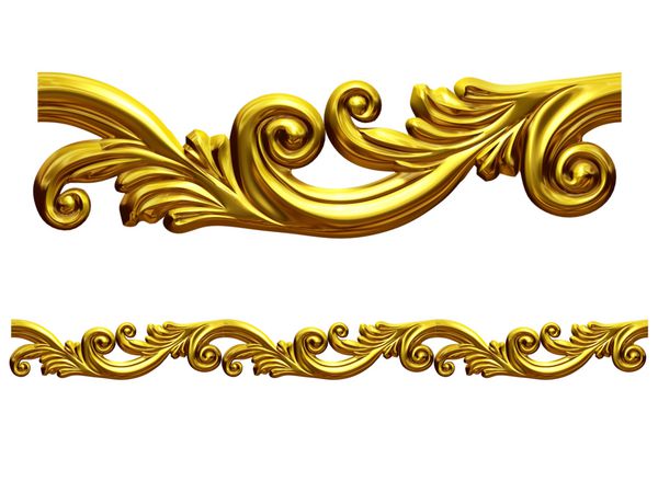 طلایی بخش زینتی شکل موج نسخه مستقیم برای فریز قاب یا حاشیه تصویر سه بعدی