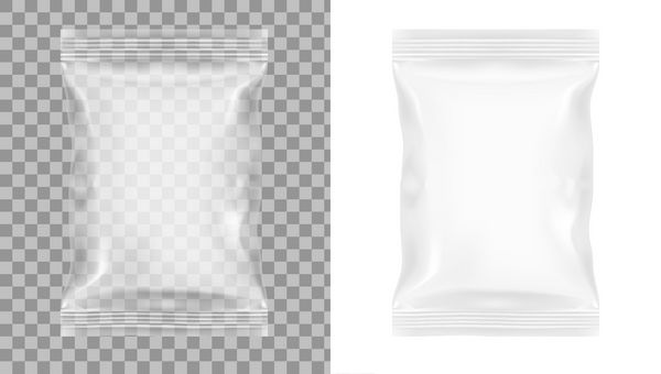 بسته بندی شفاف برای تنقلات چیپس شکر ادویه یا سایر مواد غذایی وکتور