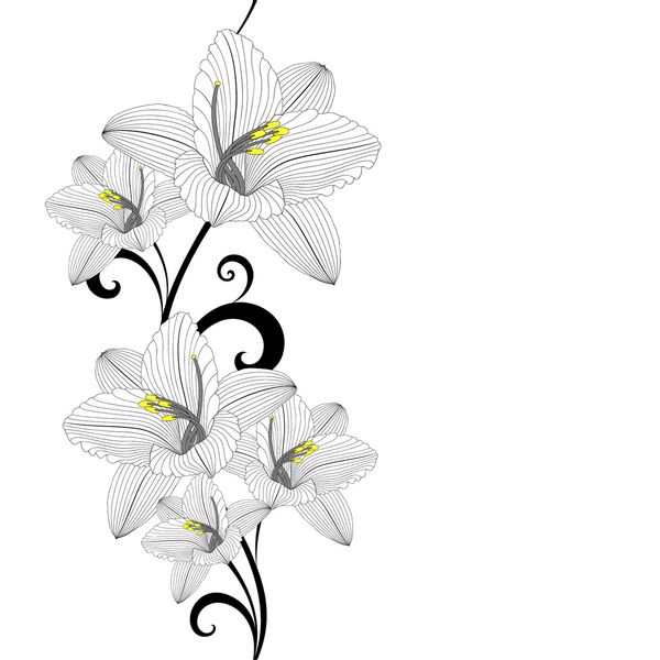 پس زمینه گل بدون درز با دست طراحی با گل زنبق وکتور