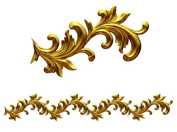 طلایی بخش زینتی اسلالوم نسخه مستقیم برای فریز قاب یا حاشیه تصویر سه بعدی