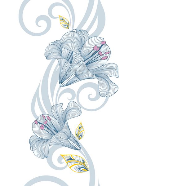 الگوی گل بدون درز با زنبق گل عنصر برای طراحی وکتور با دست