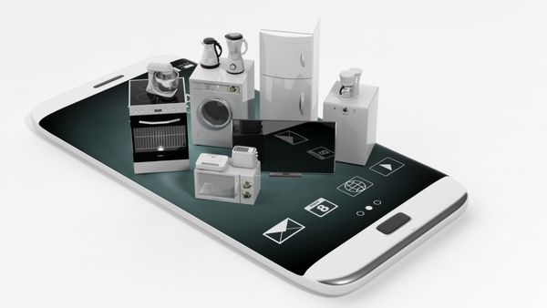 مجموعه رندر سه بعدی لوازم خانگی در تلفن هوشمند