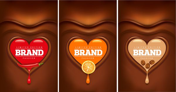 قلب شکلاتی تیره با دانه های سرد نارنجی قهوه