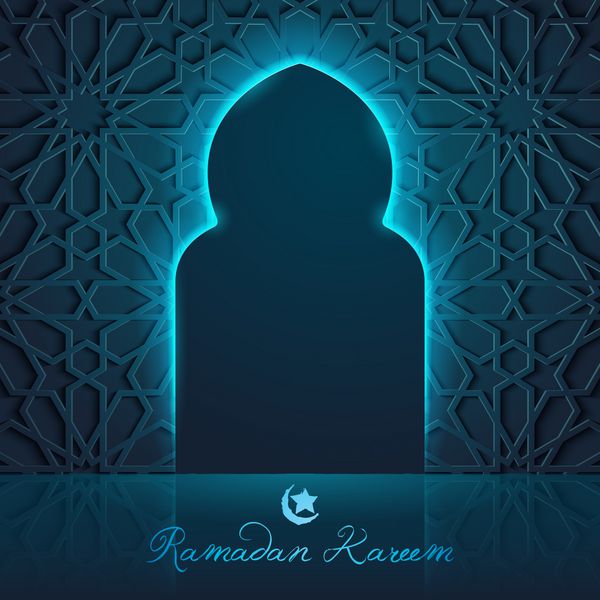 قالب کارت تبریک اسلامی رمضان کریم با طرح و فانوس عربی