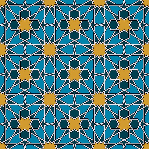 الگوی بدون درز به سبک مراکشی کاشی معرق تزیینات سنتی اسلامی زمینه هندسی تصویر برداری