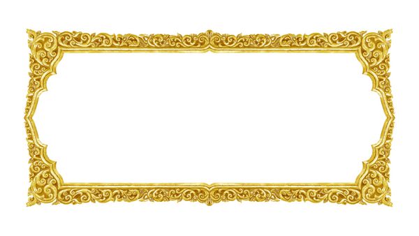 قاب طلایی تزئینی قدیمی - دست ساز حکاکی شده - جدا شده در زمینه سفید