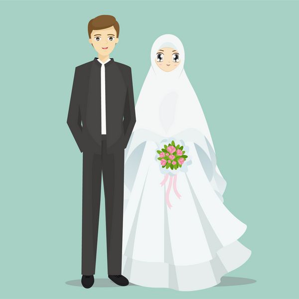 تصویر کارتونی عروس و داماد مسلمان