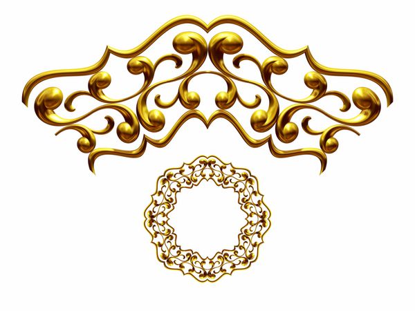 بخش تزئینی طلایی تپه نسخه گرد برای گوشه ها یا قاب های نود درجه تصویر سه بعدی