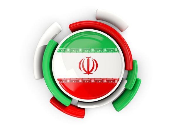 پرچم گرد ایران با طرح رنگی جدا شده روی سفید تصویر سه بعدی