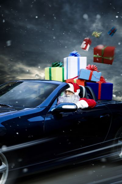 رانندگی سنتی بابا نوئل با ماشین